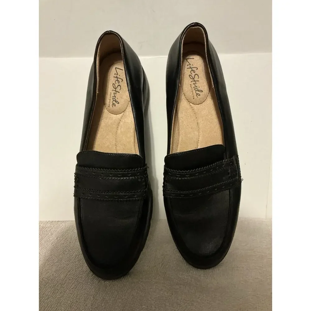 Life Stride Women’s London Loafer Slip On Shoes Black SZ 9.5
